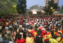 Más de 3.000 personas se dieron cita ayer en la Plaza Castelar para presenciar la final de la Eurocopa entre España e Inglaterra en la pantalla gigante instalada por el Ayuntamiento