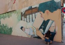 Aspe inauguró el primer mural del proyecto arte urbano