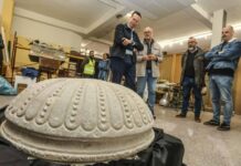 Las obras de Santa Ana sacan a la luz una pila bautismal del antiguo templo